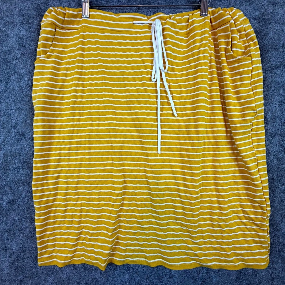 Downeast Pencil Skirt‎ Womens 2X Mustard Yellow Striped Knitted Drawstring Waist